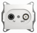 Розетка GLOSSA TV-SAT одиночная проходная белая (GSL000198)