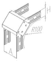 Поворот верт. внутр.радиуса 100мм. лотка 300х100 (ПВНУ R10A30H10)